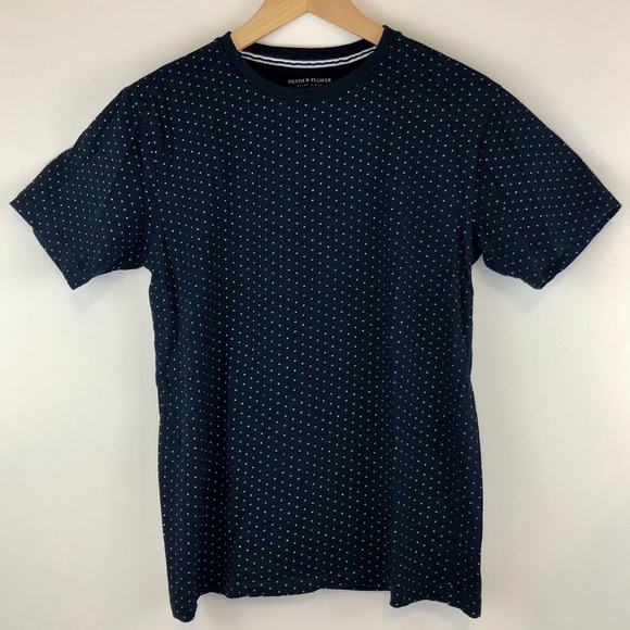 Denim & Flower Other - 💥 Denim & Flower Navy Blue Pattern Shirt in sz S